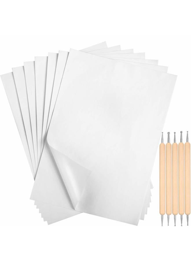 Outus White Carbon Transfer Paper 11.7 x 8.3 Inch Tracing Carbon Graphite Copy Paper with Embossing Stylus Tracing Stylus Dotting Tools for Cloth Fabric Wood (105 Pieces) - Image 1
