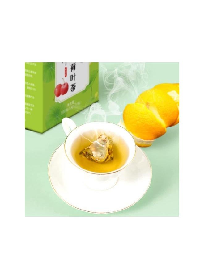 silvercnc - Lemon Hawthorn Lotus Leaf Tea, Ning Meng Shan Zha He Ye Cha, 5 Flavors Liver Care Tea, Chinese Nourishing Liver Tea, Health Liver Care Tea, Daily liver Nourishing Tea (1Box(20bag)) - Image 1