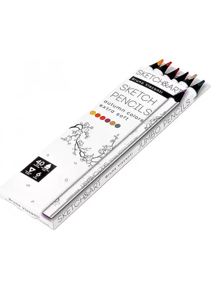 Bruno Visconti Professional Dry Paint Set Sketch&art 4 Mm. Graphite 6 Color Autumn Landscape 30-0118/10  - Image 1