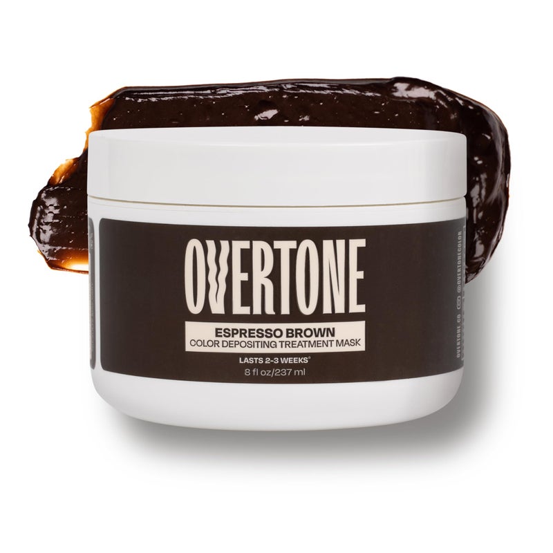 OVERTONE بلسم تلوين الشعر من oVertone - 8 أونصات لون شعر شبه دائم مع زبدة الشيا وزيت جوز الهند - صبغة شعر مؤقتة - نباتي، خالي من القسوة - بني إسبريسو. - Image 1