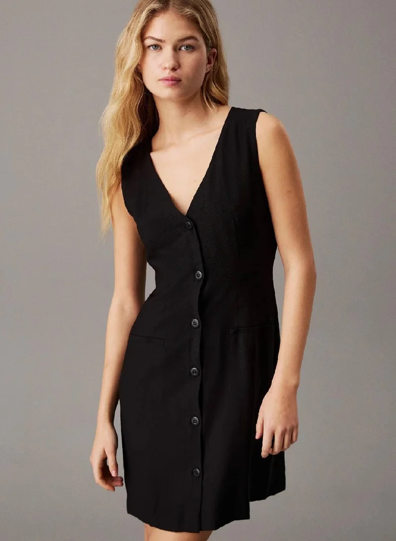 Calvin Klein Jeans Soft Crepe Button-Through Dress