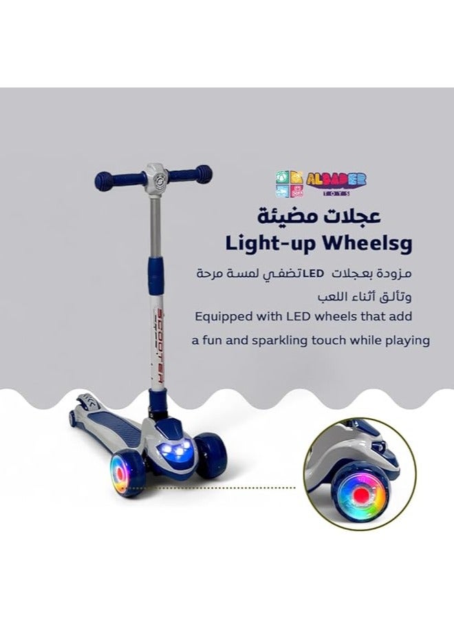 البدر سكوتر يدوي من البدر، سكوتر توازن مصنوع من بلاستيك PVC بارتفاع قابل للتعديل وقابل للطي، سكوتر بثلاث عجلات للاطفال للبنات والاولاد في الهواء الطلق، سكوتر يدوي للاطفال من عمر 2-10 سنوات - Image 2