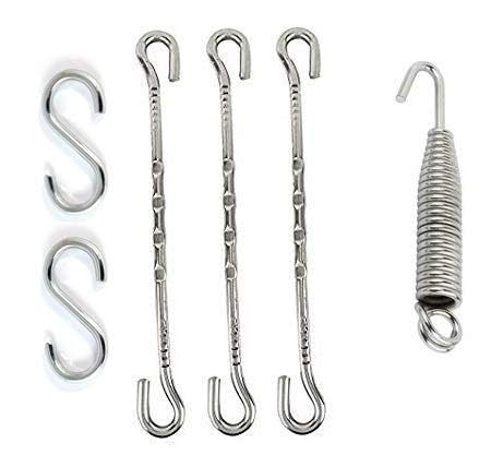 MHS Alloy Steel Heavy Duty Zula Bearing Spring with Hooks & Links | 360° Rotating Hammock & Porch Swing Spring | 150kg Capacity | Multiple Finishes (A. Silver Finish, Spring Kit of 6 pcs) - Image 1