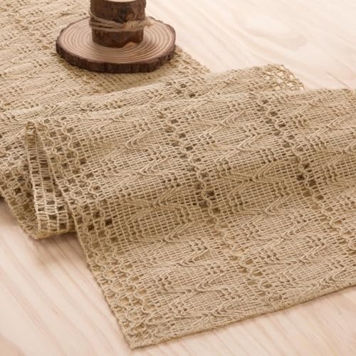 MLMW Boho Table Runner 36 inches Small Coffee Table Runner Rustic Burlap Macrame Jute Table Runner Dresser Runners for Bedroom Living Room Home Decor - Image 4