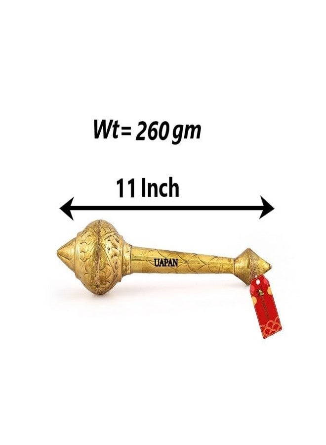 UAPAN Brass Hanuman Ji Gada, Bajrangbali Mace for Home Temple, Pooja & Spiritual Decor (11") - Image 2