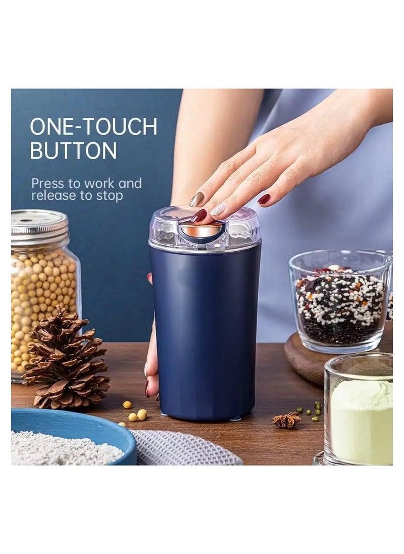 BJollys Coffee Grinder Electric, Portable Home Office Bean Coffee Grinder Small, Mini Coffee Spice Herb Grinder, One-touch Push-Button Coffee Grinder Machine for Kitchen Herb Peanut Grains Beans  - Image 2