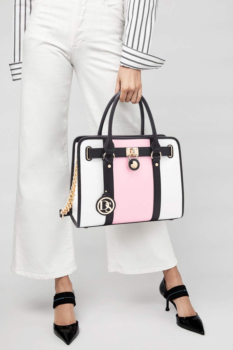 Dasein Two Tone Satchel Handbags Purses for Women Vegan Leather Shoulder Bags Large Tote Bag with Matching Wallet - Image 2