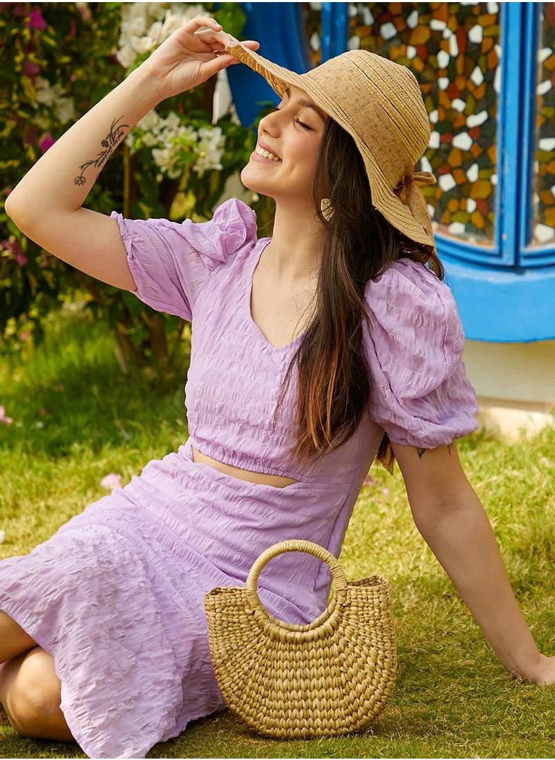 PINACOLADA Women's Lilac Creased Midi Dress