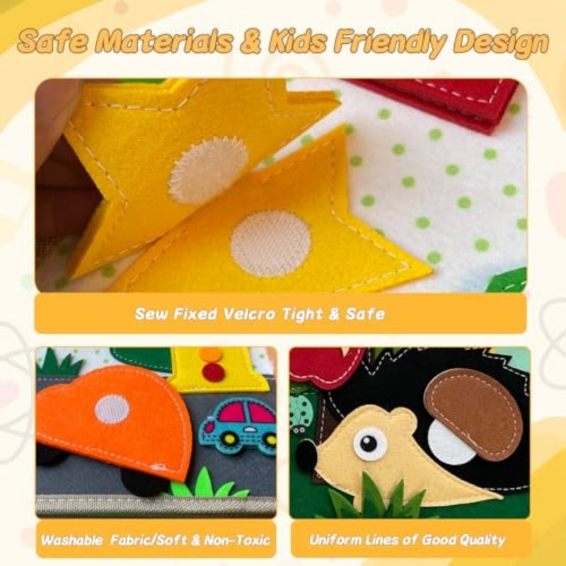 Montessori Busy Book for Toddlers 3+ Age Toddler Busy Board Felt Quiet Book for Baby Preschool Learning Activities Educational Sensory Toy for Gift - Image 3