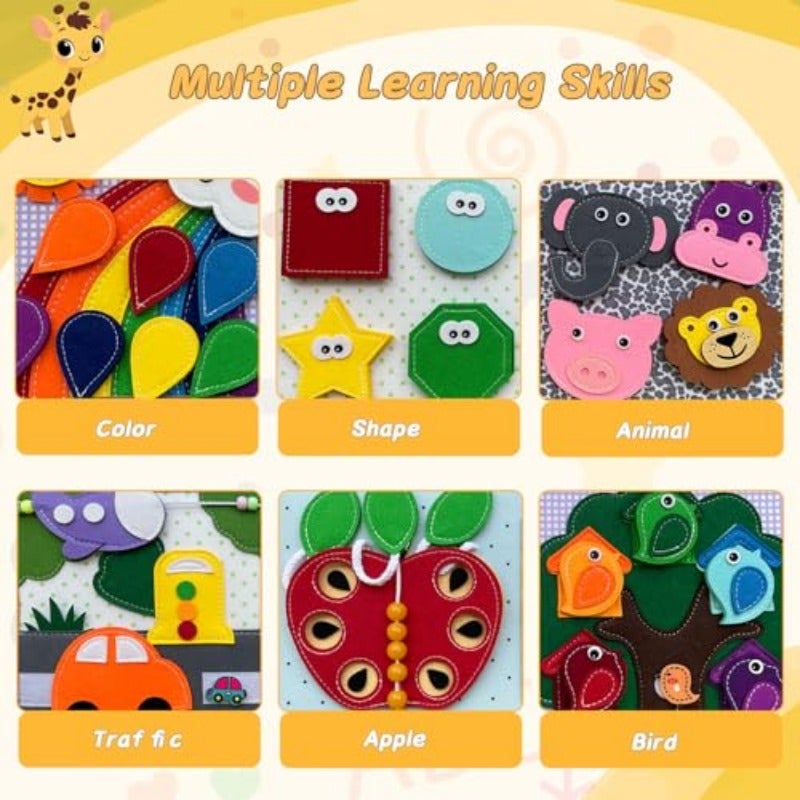 Montessori Busy Book for Toddlers 3+ Age Toddler Busy Board Felt Quiet Book for Baby Preschool Learning Activities Educational Sensory Toy for Gift - Image 2