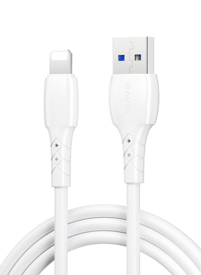 BAVIN USB To Lightning Silicone Cable, 2M / 3M Max Output 2.4A, Fast Charge And Sync Cable For iPhone, iPad, AirPods- iPod White - Image 2