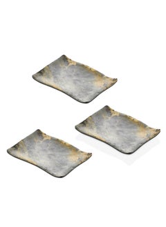 KULSAN Melamine Serving Plate Set 3 Pcs marble color size 19 cm  - Image 1