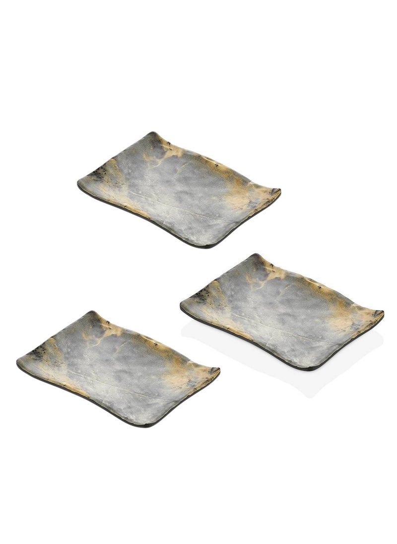 KULSAN - Melamine Serving Plate Set 3 Pcs marble color size 19 cm - Image 1