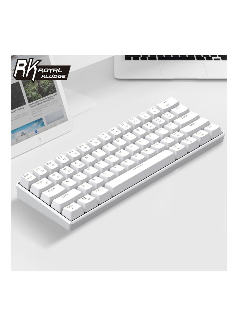 RK RK61 61-مفتاح إضاءة خلفية بيضاء بلوتوث/2.4G لاسلكي/USB سلكي ثلاثة أوضاع كمبيوتر لوحي لوحة مفاتيح ألعاب المكتب المحمول  - Image 4