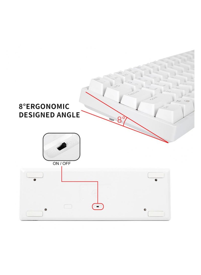RK - RK61 61-مفتاح إضاءة خلفية بيضاء بلوتوث/2.4G لاسلكي/USB سلكي ثلاثة أوضاع كمبيوتر لوحي لوحة مفاتيح ألعاب المكتب المحمول - Image 1
