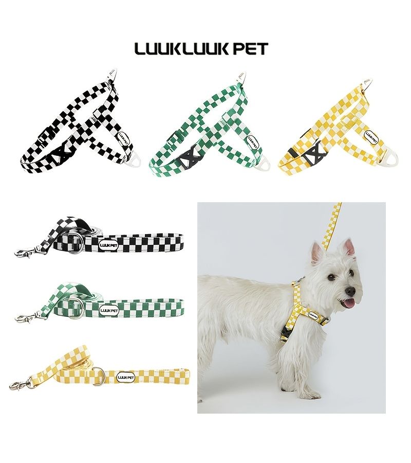 Green Dog Harness Vest Set For Dogs Leash And Puppy Accessories Medium Small L Size - Image 1