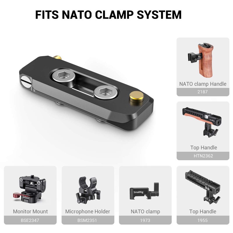 SMALLRIG Universal Low-Profile Quick Release NATO Rail Safety Rail 50mm/2inches Long with 1/4'' Screws for NATO Handle Camera Cage EVF Mount – BUN2468 - Image 3