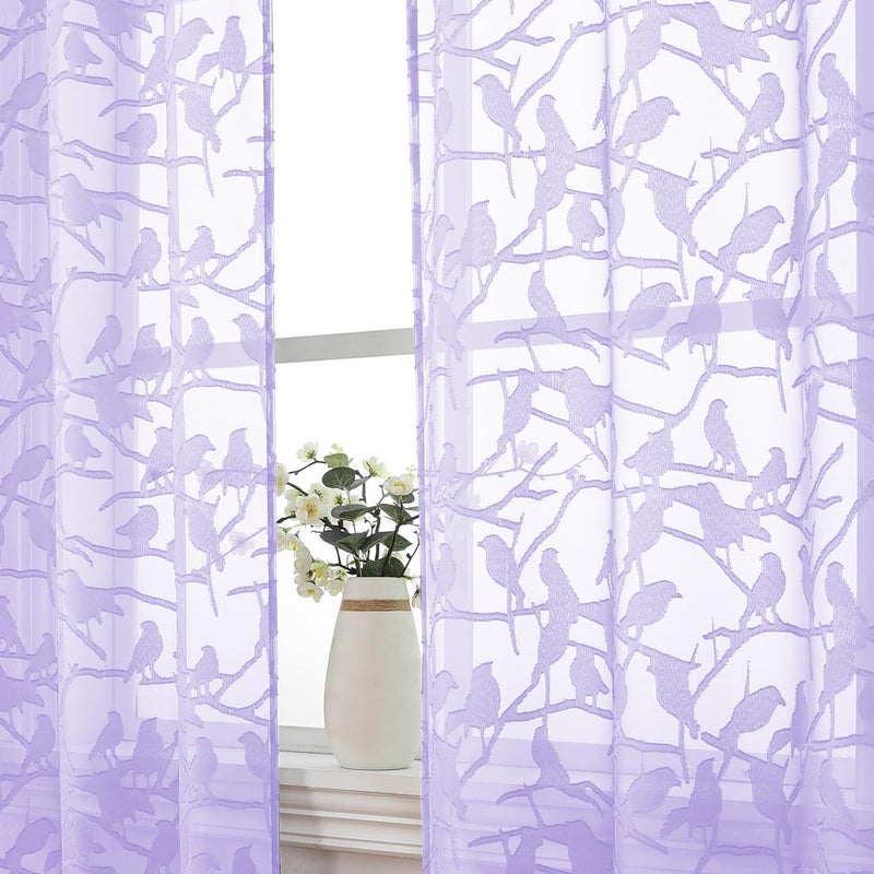 OVZME Anji 2 Panels Sheer Curtains 63 Inches Long  Balance Light & Privacy Textured Semi Sheer Drapes for Bedroom Living Room  38Wx63L  Lavender - Image 2