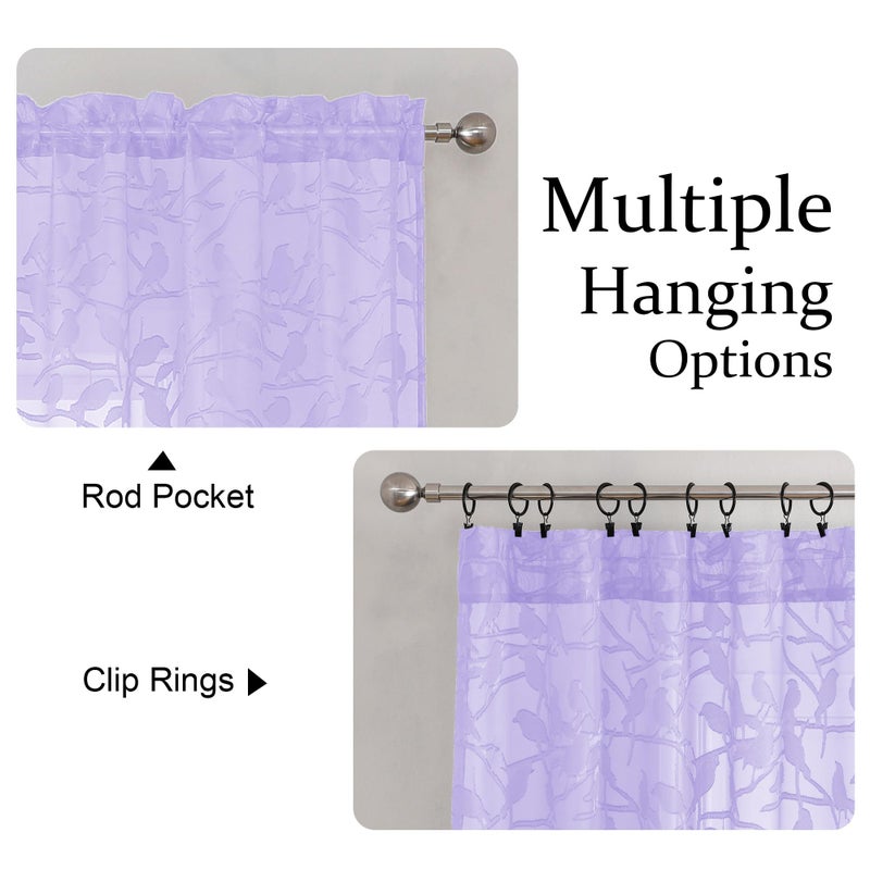 OVZME Anji 2 Panels Sheer Curtains 63 Inches Long  Balance Light & Privacy Textured Semi Sheer Drapes for Bedroom Living Room  38Wx63L  Lavender - Image 3