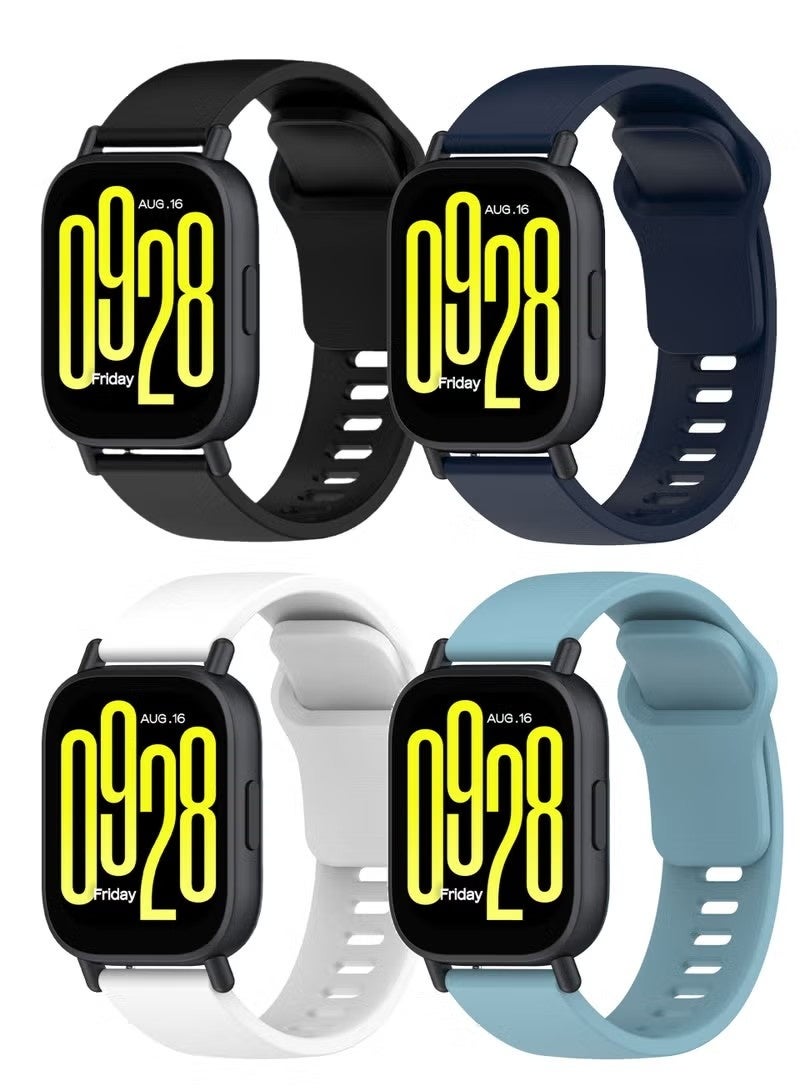 4 Pcs Silicone Strap Compatible with Redmi Watch 5 Active/Redmi Watch 5 Lite(Black + Blue + Light Blue + White) - Image 1