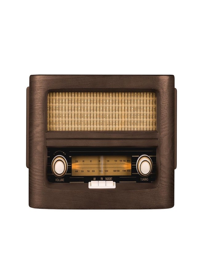 Fuse Vint Vintage Wood Retro Radio | Wireless Charging Pad | AM/FM Radio Speaker with Bluetooth & AUX Input | Mid-Century Modern Design | Handcrafted Ashtree Wood Exterior - Image 2
