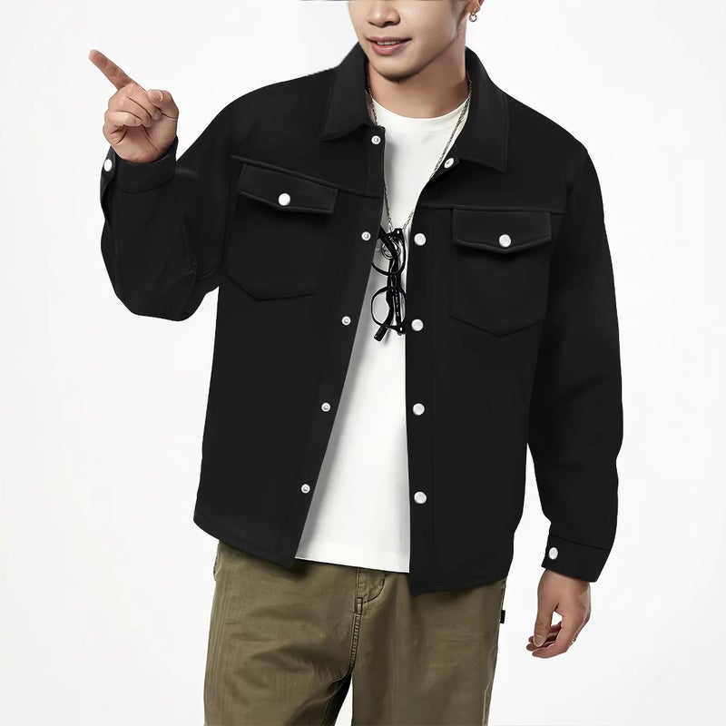 Men's Casual Jacket with Lapel Single Breasted Double Pockets Slim Fit - Image 4