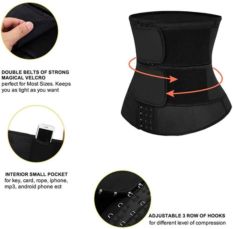 Workout Corset Waist Trainer: Black, Size L, 2.5 Mm Neoprene, Hook And Loop Closure - Double Compression, 3X More Sweat, Steel Bone Posture Support For Gym, Running, Yoga, Cycling - Image 5