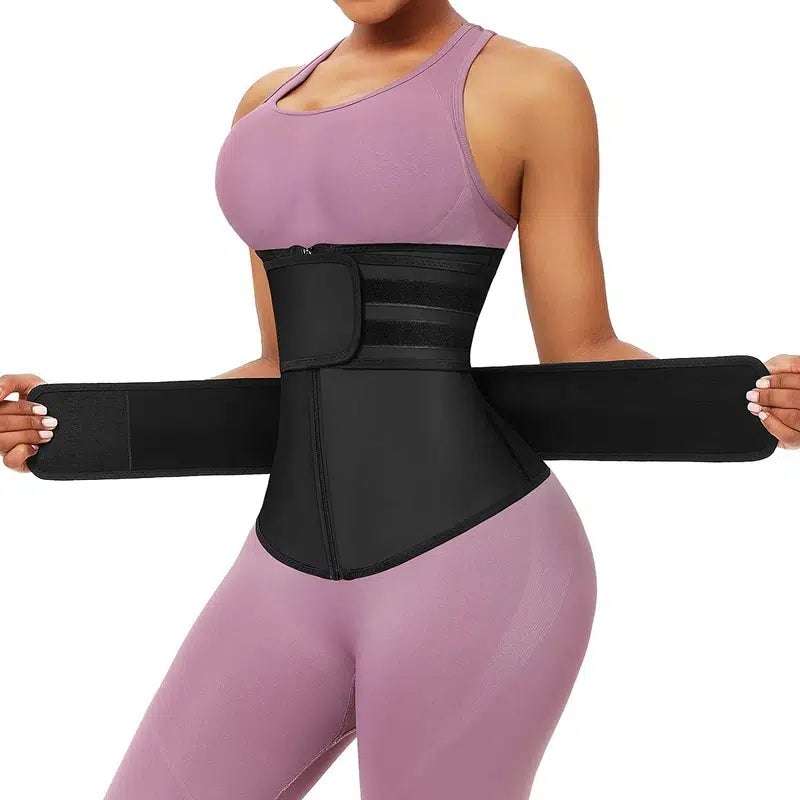 Workout Corset Waist Trainer: Black, Size L, 2.5 Mm Neoprene, Hook And Loop Closure - Double Compression, 3X More Sweat, Steel Bone Posture Support For Gym, Running, Yoga, Cycling - Image 1