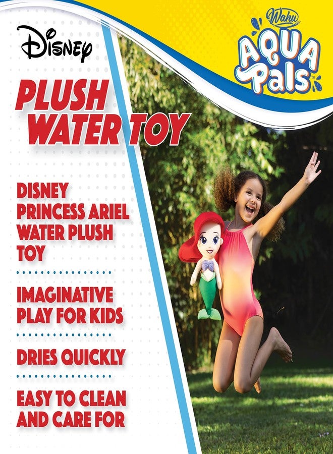 Wahu Aqua Pals Disney Classic Ariel Plush Water Toy for Kids Ages 2+ with AquaDry™ Technology, Washable Plush Doll Toy for Pool and Bathtub, Medium, Red/Green - Image 2
