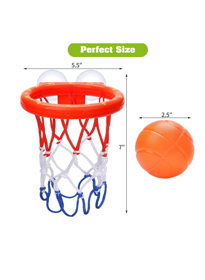 Bath Toys - Bathtub Basketball Hoop for Kids Toddlers - Bath Toys Shower Toys for Kids Ages 4-8,Suction Cup Basketball Hoop u0026 3 No Hole Balls Set for Boys Girls  - Image 2