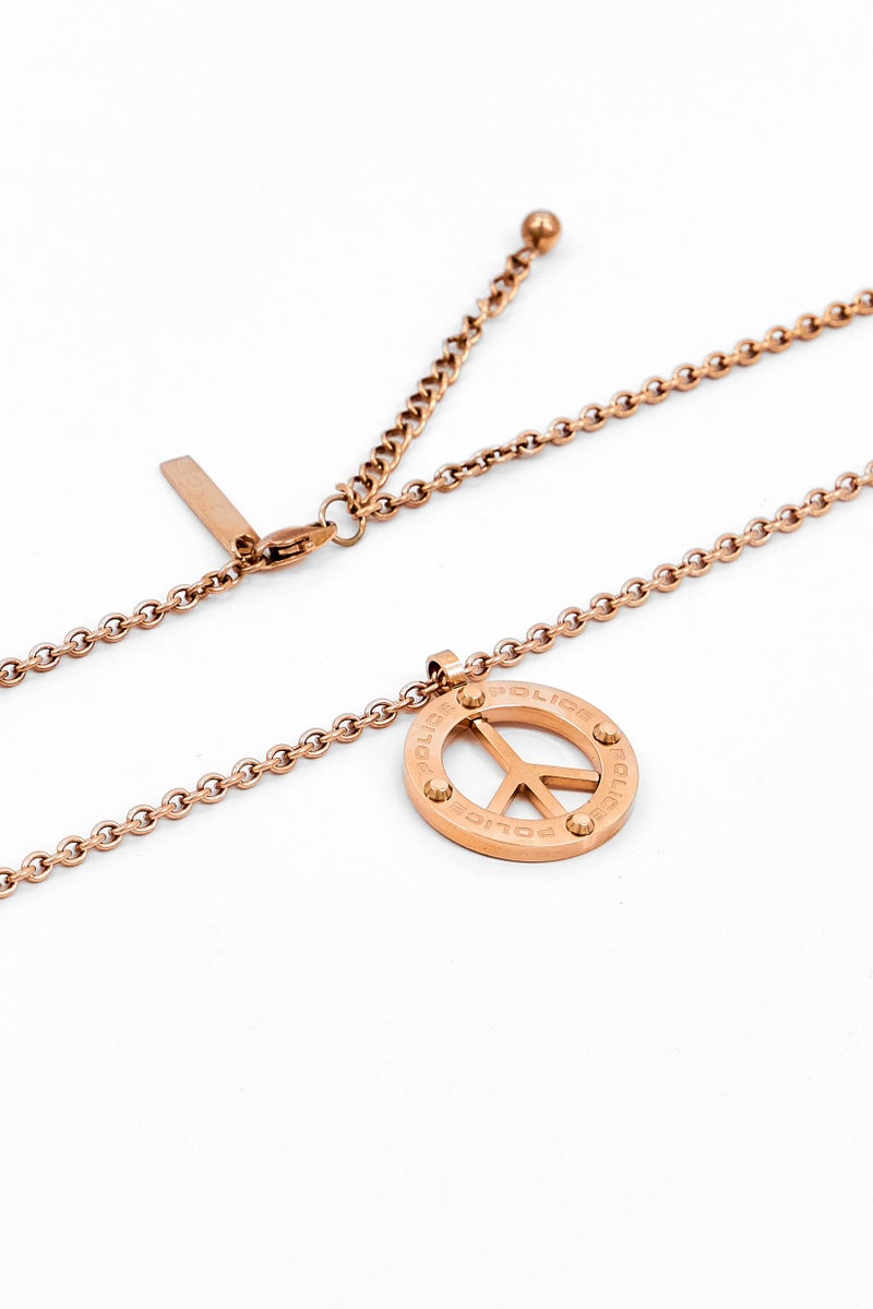 POLICE Women 2Pcs Stainless Steel Necklace And Bracelet Set, Rose Gold - Image 3
