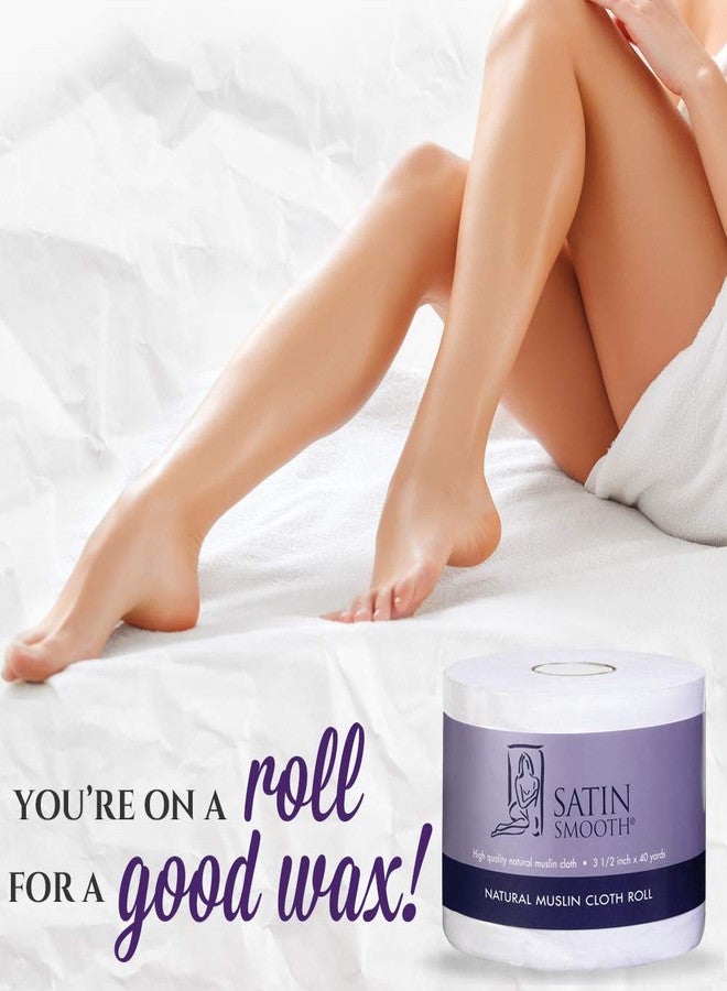 ساتين سموث لفة قماش موسلين طبيعي ناعم كالحرير لإزالة الشعر، 3.5 بوصة × 40 ياردة - Image 2