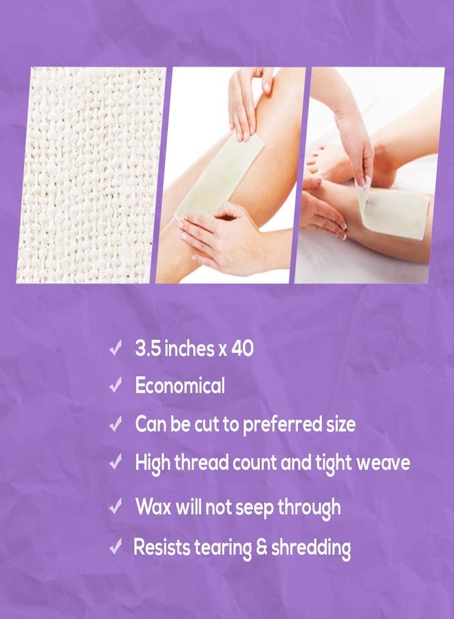 ساتين سموث لفة قماش موسلين طبيعي ناعم كالحرير لإزالة الشعر، 3.5 بوصة × 40 ياردة - Image 3