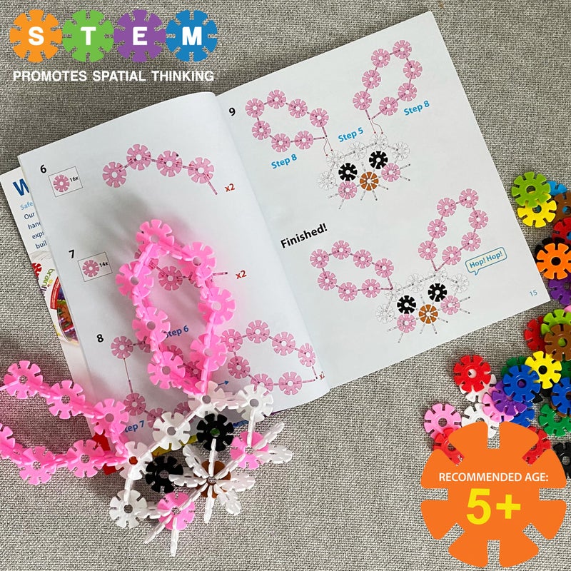 Brain Flakes Building Idea Booklet for Beginners | Large 8.5" x 11" Printed Activity Book with 84 Pages of Step-by-Step Instructions | Easy to Read, Inspires Creativity, Screen Free, for Ages 3+ - Image 5