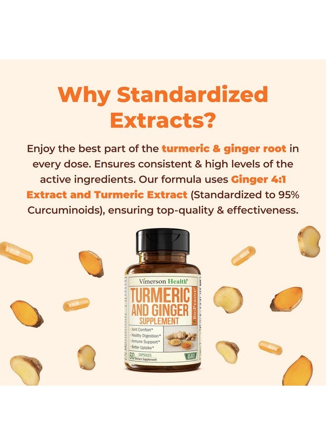 Vimerson Health Turmeric Supplement with Ginger Root for Joint & Digestion Support - Turmeric Curcumin Supplement 95% Curcuminoids. Contains Organic Tumeric with Black Pepper (Bioperine) for Max Absorption. 60 Caps - Image 3
