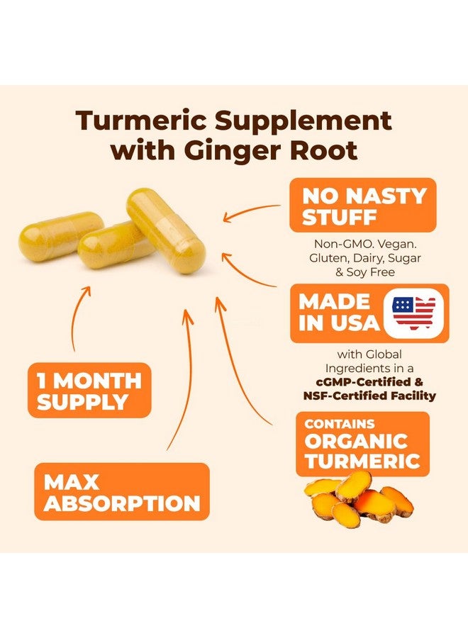 Vimerson Health Turmeric Supplement with Ginger Root for Joint & Digestion Support - Turmeric Curcumin Supplement 95% Curcuminoids. Contains Organic Tumeric with Black Pepper (Bioperine) for Max Absorption. 60 Caps - Image 4