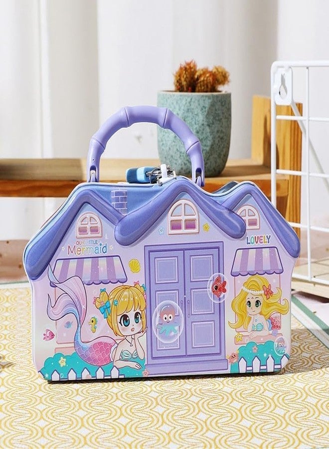 SQUICKLE Cute Cartoon Creative Portable Piggy Bank | Money Saving Box with Combination Lock | Mini Coin Bank Gifts for Boys and Girls | Best Return Gifts for Kids (Pack of 1) (Big House) - Image 1