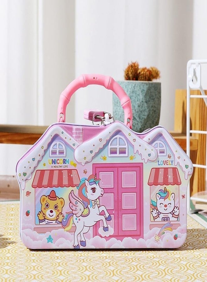 SQUICKLE Cute Cartoon Creative Portable Piggy Bank | Money Saving Box with Combination Lock | Mini Coin Bank Gifts for Boys and Girls | Best Return Gifts for Kids (Pack of 1) (Big House) - Image 5