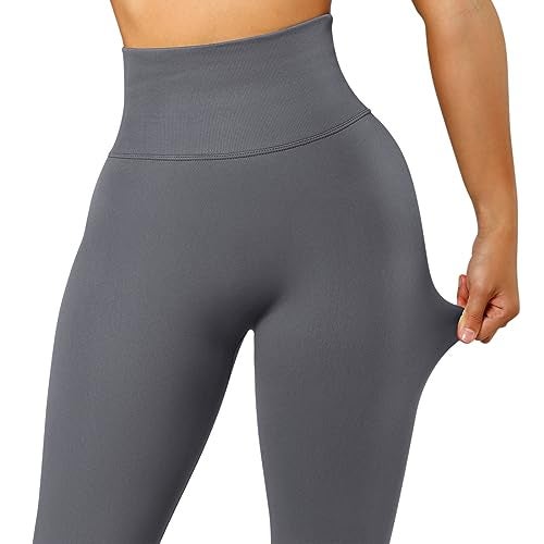 SUUKSESS Scrunch Butt Lifting Seamless Leggings for Women Booty High Waisted Workout Yoga Pants (Grey, XL) - Image 5