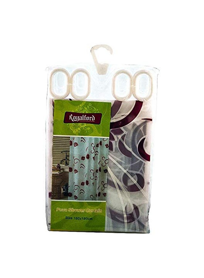 Royalford Peva Shower Curtain Water Repellent Odorless And Chlorine Free 12 Grommets For Easy Hanging Pvc Free Assorted Colours 180x180cm - Image 1