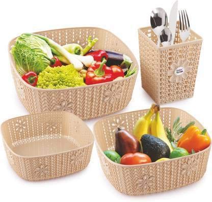 Nabhya Multi Storage Set of 4 Pieces Organizer Box Home Kitchen Storage Basket Combo Pack of 4