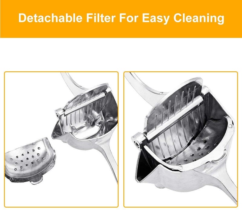 KolorFish Heavy Duty Aluminium Metal Manual Fruit Juicer Squeezer Premium Quality Lemon Orange Juicer, Simple Fruit Press Squeezer (Silver) - Image 5