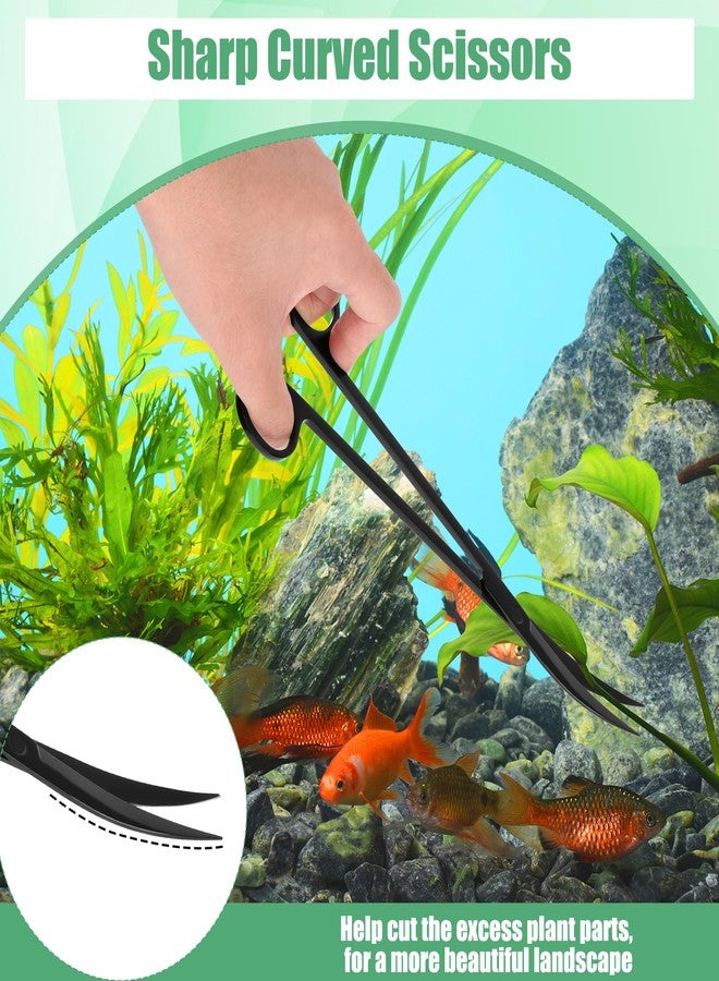 Liveek Aquarium Aquascape Tools Kit, 4 in 1 Anti-Rust Aquatic Plant Aquascaping Tool Stainless Steel Black Tweezers Scissors Spatula for Aquarium Tank Clean Fish Tank Aquascape Tools Sets (Black) - Image 3