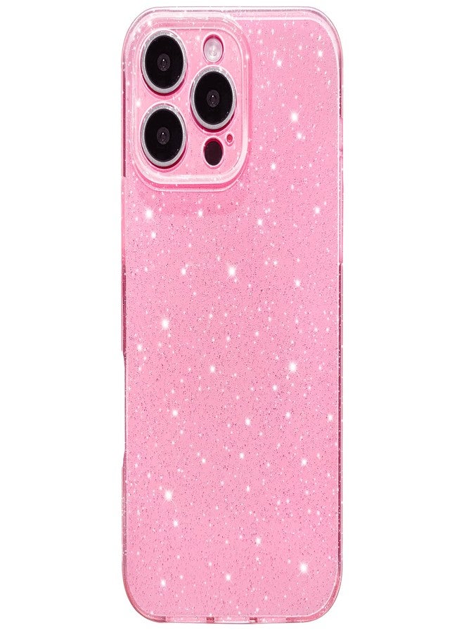 Hython Case for iPhone 16 Pro Case Glitter Cute Sparkly Shiny Bling Sparkle Phone Cases 6.3", Thin Slim Fit Soft TPU Bumper Shockproof Rubber Protective Cover for Women Girls Girly, Bright Pink - Image 1
