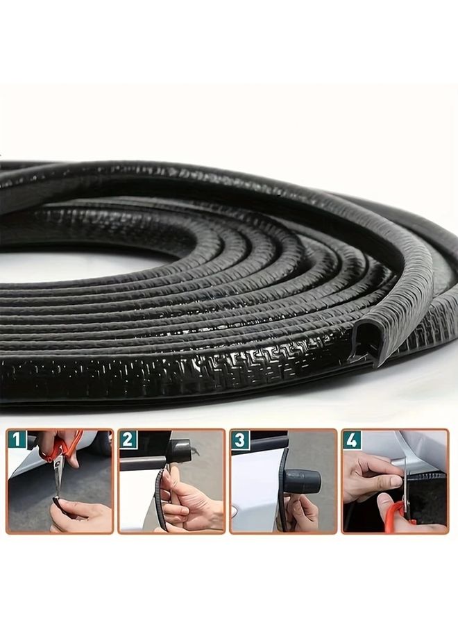 20ft Steel Strip Car Door Edge Trim 236 22 Inch Black Rubber Weather Seal With Side Bulbs For Cars Buses Boats Rvs And Hatchbacks Durable Protection Car Decor Accessories - Image 2