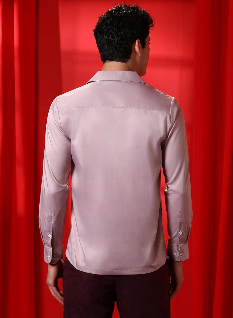 Campus Sutra Men's Blush Pink Solid Cuban Shirt - Image 5