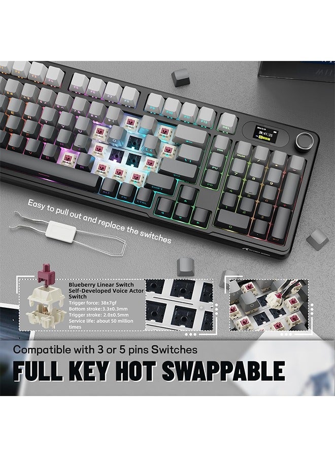 Attack Shark X98PRO Wireless Mechanical Keyboard,2.4GHz/USB-C/BT5.0 Gasket Hot Swappable Custom Keyboard,Side Printed PBT Keycaps Mechanical Gaming Keyboard for PC - Image 3