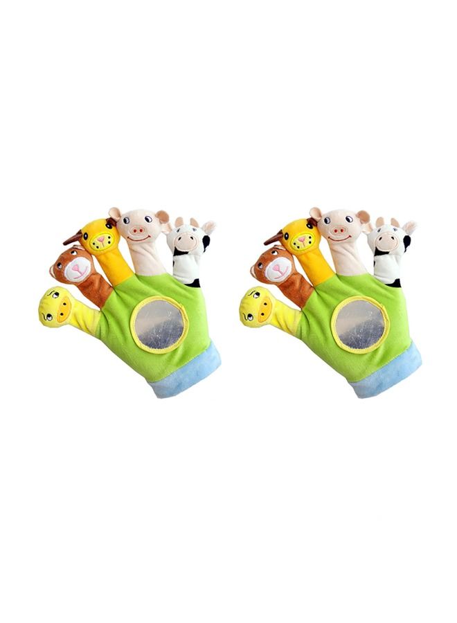 2PCS Cute Animal Finger Hand Plush Puppet Gloves Early Education Toys Child  - Image 1