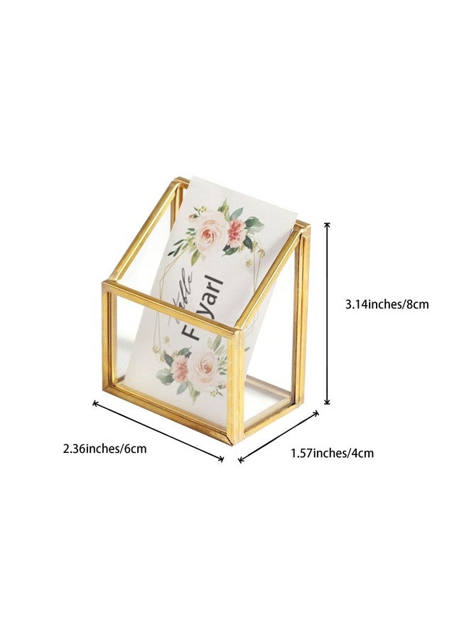 فيارل حامل بطاقات الأعمال العمودي المصنوع من الزجاج الذهبي، حامل عرض بطاقات الأعمال، منظم بطاقات الاسم الشفاف للتخزين لطاولة اجتماعات المكتب - Image 2