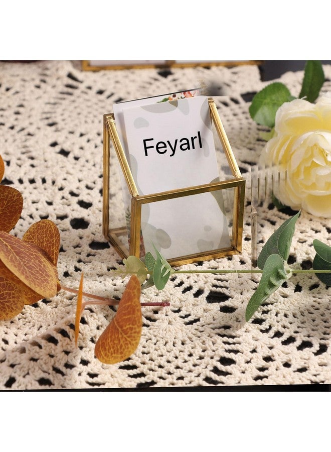 فيارل حامل بطاقات الأعمال العمودي المصنوع من الزجاج الذهبي، حامل عرض بطاقات الأعمال، منظم بطاقات الاسم الشفاف للتخزين لطاولة اجتماعات المكتب - Image 4